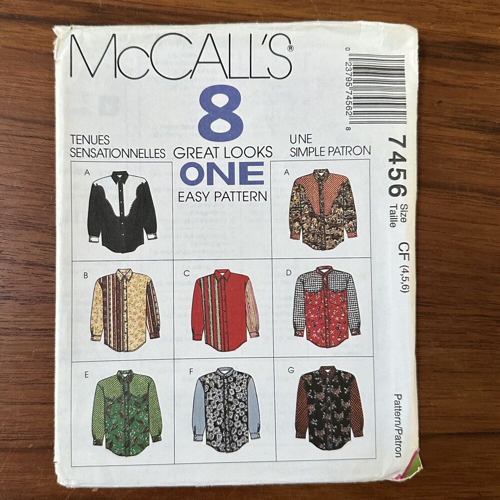 UNCUT McCall's Pattern 7456 Boys Shirt 8 Great LooksSize 4-6
